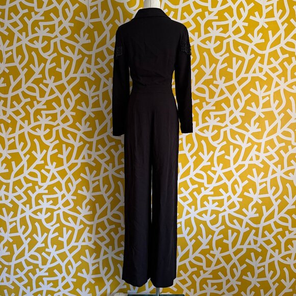 & Other Stories Los Angeles Atelier Black Beaded Long Sleeve Western Jumpsuit: 4 - Picture 9 of 10